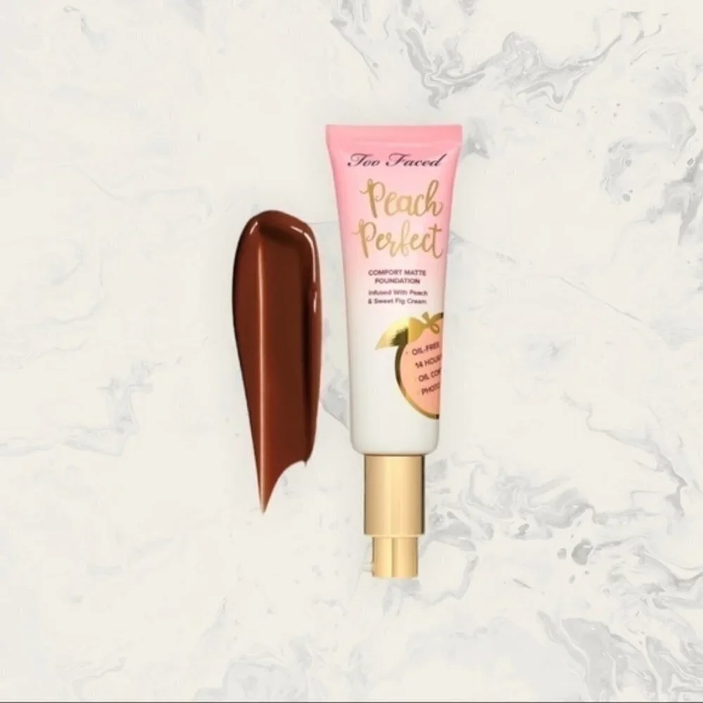 Too Faced Peach Perfect Comfort Matte Foundation in Sable